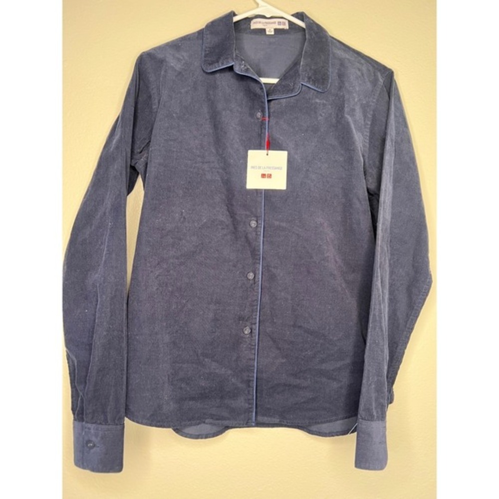 Uniqlo Ines de la Fressange Navy Blue‎ Corduroy Long Sleeve Shirt 231-180192 M
